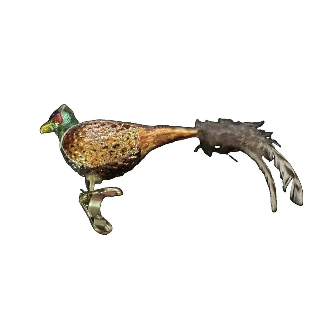 Old World Christmas Pheasant Cardinal Lot Ornament With Clip Vintage W Box